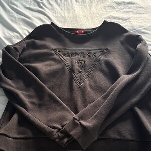 GUESS Men's Dark Brown Crewneck Sweater